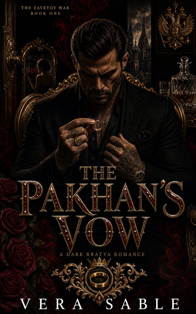 The Pakhan's Vow — dark bratva romance cover: Maksim Zavetov holding a wedding ring